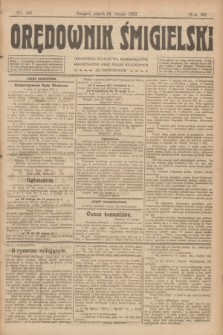 Orędownik Śmigielski. R.32, nr 45 (24 lutego 1922)