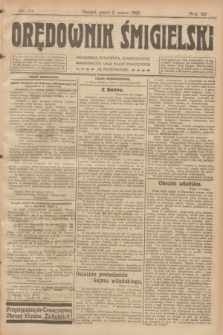 Orędownik Śmigielski. R.32, nr 51 (3 marca 1922)
