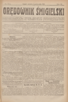 Orędownik Śmigielski : dziennik bezpartyjny dla wszystkich stanów. R.32, nr 224 (1 października 1922)