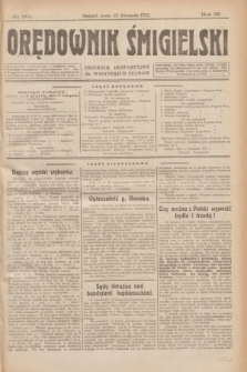 Orędownik Śmigielski : dziennik bezpartyjny dla wszystkich stanów. R.32, nr 261 (15 listopada 1922)