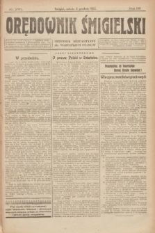 Orędownik Śmigielski : dziennik bezpartyjny dla wszystkich stanów. R.32, nr 276 (2 grudnia 1922)