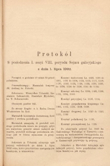 [Kadencja VIII, sesja I, pos. 8] Protokoły z 1. Sesyi VIII. Peryodu Sejmu Krajowego Królestwa Galicyi i Lodomeryi z W. Księstwem Krakowskiem w roku 1901/902. Protokół 8