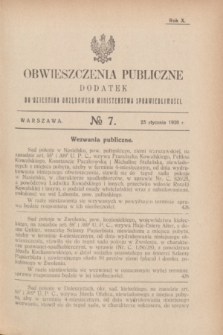 Obwieszczenia Publiczne : dodatek do Dziennika Urzędowego Ministerstwa Sprawiedliwości. R.10, № 7 (23 stycznia 1926)