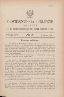 Obwieszczenia Publiczne : dodatek do Dziennika Urzędowego Ministerstwa Sprawiedliwości. R.10, № 8 (27 stycznia 1926)