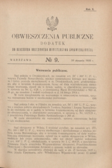 Obwieszczenia Publiczne : dodatek do Dziennika Urzędowego Ministerstwa Sprawiedliwości. R.10, № 9 (30 stycznia 1926)