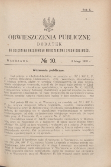 Obwieszczenia Publiczne : dodatek do Dziennika Urzędowego Ministerstwa Sprawiedliwości. R.10, № 10 (3 lutego 1926)