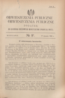 Obwieszczenia Publiczne : dodatek do Dziennika Urzędowego Ministerstwa Sprawiedliwości. R.10, № 8 A (27 stycznia 1926)