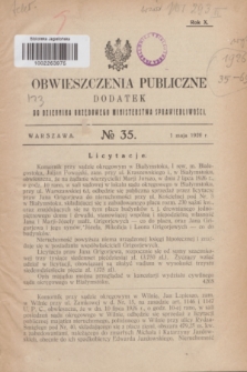 Obwieszczenia Publiczne : dodatek do Dziennika Urzędowego Ministerstwa Sprawiedliwości. R.10, № 35 (1 maja 1926)