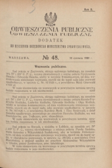 Obwieszczenia Publiczne : dodatek do Dziennika Urzędowego Ministerstwa Sprawiedliwości. R.10, № 48 (16 czerwca 1926)