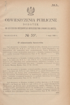 Obwieszczenia Publiczne : dodatek do Dziennika Urzędowego Ministerstwa Sprawiedliwości. R.10, № 35 A (1 maja 1926)