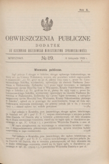Obwieszczenia Publiczne : dodatek do Dziennika Urzędowego Ministerstwa Sprawiedliwości. R.10, № 89 (6 listopada 1926)