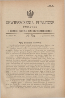 Obwieszczenia Publiczne : dodatek do Dziennika Urzędowego Ministerstwa Sprawiedliwości. R.10, № 79 A (2 października 1926)