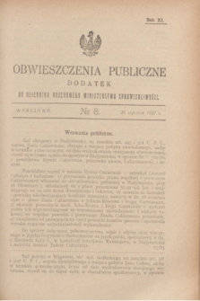 Obwieszczenia Publiczne : dodatek do Dziennika Urzędowego Ministerstwa Sprawiedliwości. R.11, № 8 (26 stycznia 1927)