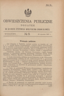 Obwieszczenia Publiczne : dodatek do Dziennika Urzędowego Ministerstwa Sprawiedliwości. R.11, № 9 (29 stycznia 1927)