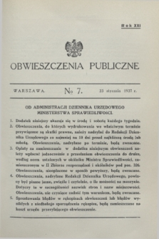 Obwieszczenia Publiczne. R.21, № 7 (23 stycznia 1937)