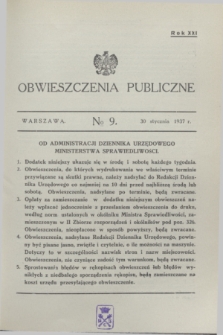 Obwieszczenia Publiczne. R.21, № 9 (30 stycznia 1937)
