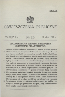 Obwieszczenia Publiczne. R.21, № 13 (13 lutego 1937)