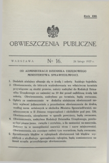 Obwieszczenia Publiczne. R.21, № 16 (24 lutego 1937)