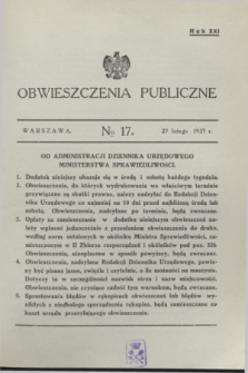 Obwieszczenia Publiczne. R.21, № 17 (27 lutego 1937)