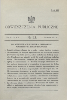 Obwieszczenia Publiczne. R.21, № 25 (27 marca 1937)