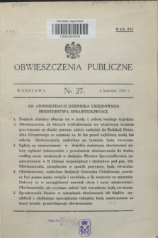 Obwieszczenia Publiczne. R.21, № 27 (3 kwietnia 1937)