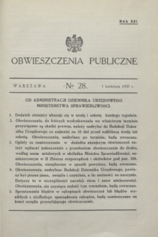 Obwieszczenia Publiczne. R.21, № 28 (7 kwietnia 1937)
