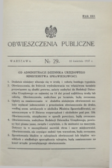 Obwieszczenia Publiczne. R.21, № 29 (10 kwietnia 1937)