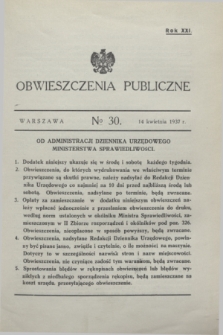 Obwieszczenia Publiczne. R.21, № 30 (14 kwietnia 1937)