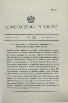 Obwieszczenia Publiczne. R.21, № 33 (24 kwietnia 1937)