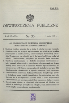 Obwieszczenia Publiczne. R.21, № 35 (1 maja 1937)