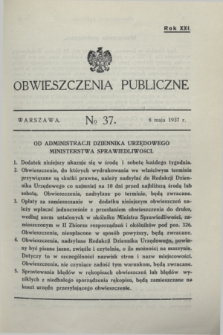 Obwieszczenia Publiczne. R.21, № 37 (8 maja 1937)
