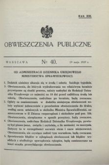 Obwieszczenia Publiczne. R.21, № 40 (19 maja 1937)