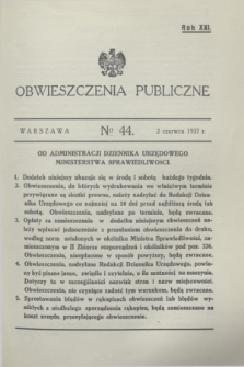 Obwieszczenia Publiczne. R.21, № 44 (2 czerwca 1937)