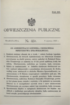 Obwieszczenia Publiczne. R.21, № 46 a (9 czerwca 1937)