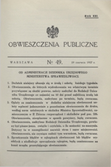 Obwieszczenia Publiczne. R.21, № 49 (19 czerwca 1937)