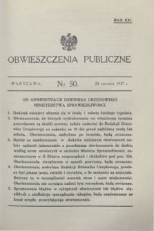 Obwieszczenia Publiczne. R.21, № 50 (23 czerwca 1937)