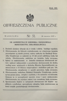 Obwieszczenia Publiczne. R.21, № 51 (26 czerwca 1937)