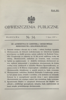 Obwieszczenia Publiczne. R.21, № 54 (7 lipca 1937)
