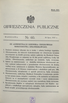 Obwieszczenia Publiczne. R.21, № 60 (28 lipca 1937)