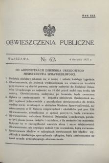 Obwieszczenia Publiczne. R.21, № 62 (4 sierpnia 1937)