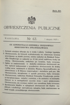 Obwieszczenia Publiczne. R.21, № 63 (7 sierpnia 1937)