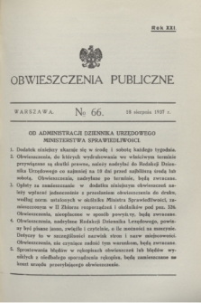 Obwieszczenia Publiczne. R.21, № 66 (18 sierpnia 1937)