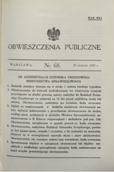 Obwieszczenia Publiczne. R.21, № 68 (25 sierpnia 1937)