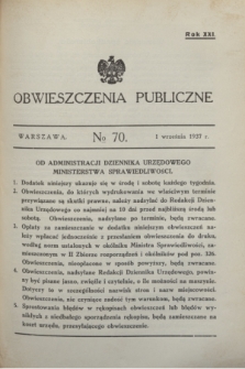 Obwieszczenia Publiczne. R.21, № 70 (1 września 1937)