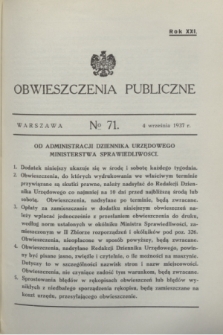 Obwieszczenia Publiczne. R.21, № 71 (4 września 1937)