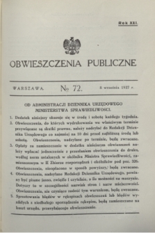 Obwieszczenia Publiczne. R.21, № 72 (8 września 1937)