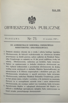 Obwieszczenia Publiczne. R.21, № 73 (11 września 1937)