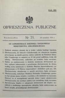 Obwieszczenia Publiczne. R.21, № 75 (18 września 1937)