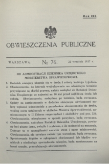 Obwieszczenia Publiczne. R.21, № 76 (22 września 1937)