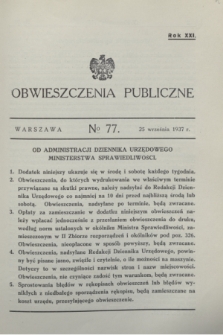 Obwieszczenia Publiczne. R.21, № 77 (25 września 1937)